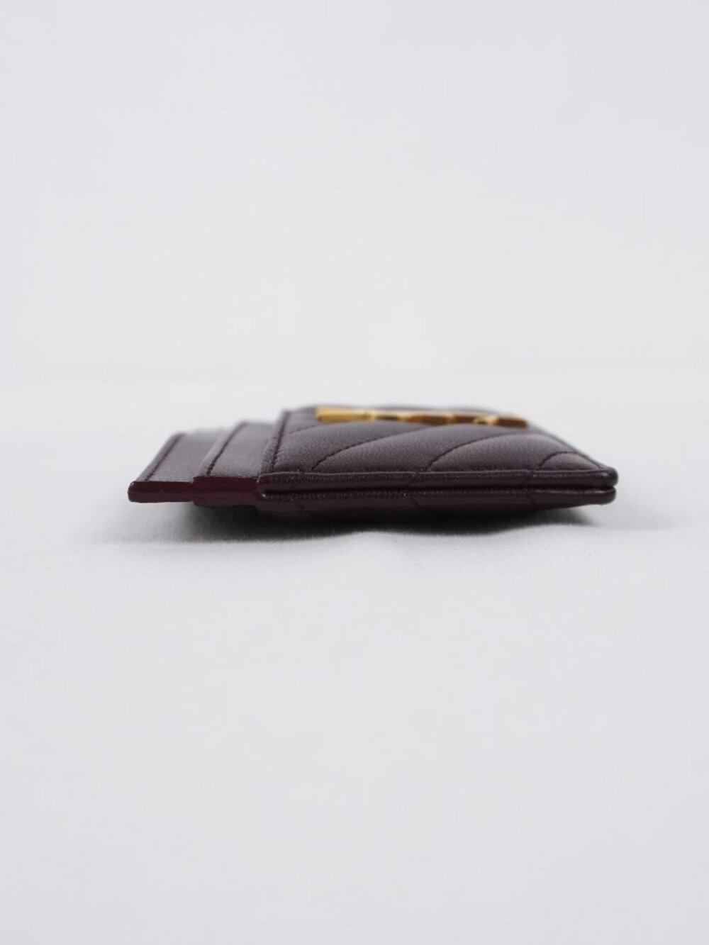 Saint Laurent Cassandre Card Case Wallet In Dark Red Quilted Leather & Gold Logo - Picture 5 of 14